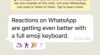 WhatsApp laat je nu elke emoji als reactie onder een bericht zetten