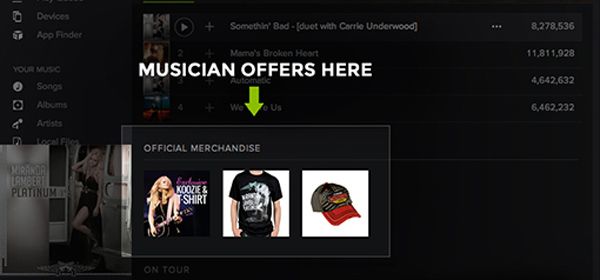 Bands kunnen nu merchandise verkopen binnen Spotify
