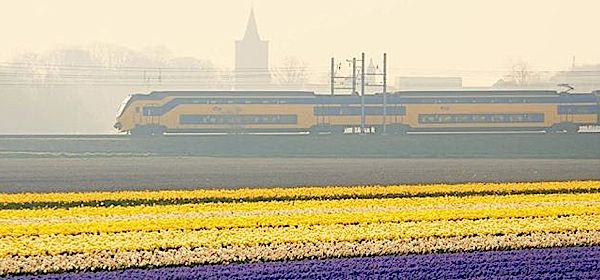 Gele trein ziet groen