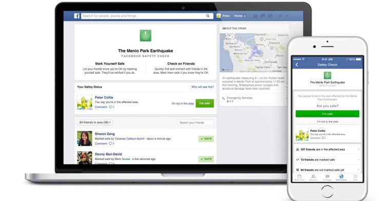 Facebook laat gebruikers zelf Safety Check activeren