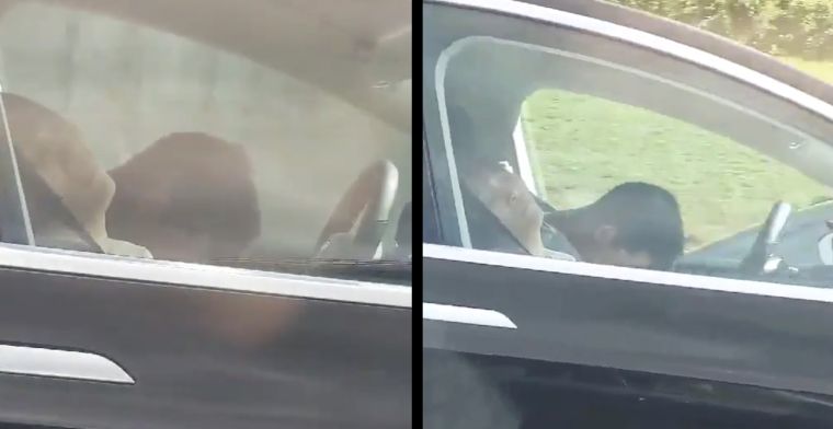 Video: man valt in slaap in rijdende Tesla