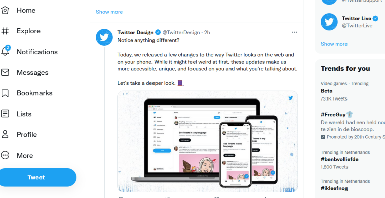 Twitter neemt nieuw lettertype en ontwerp in gebruik
