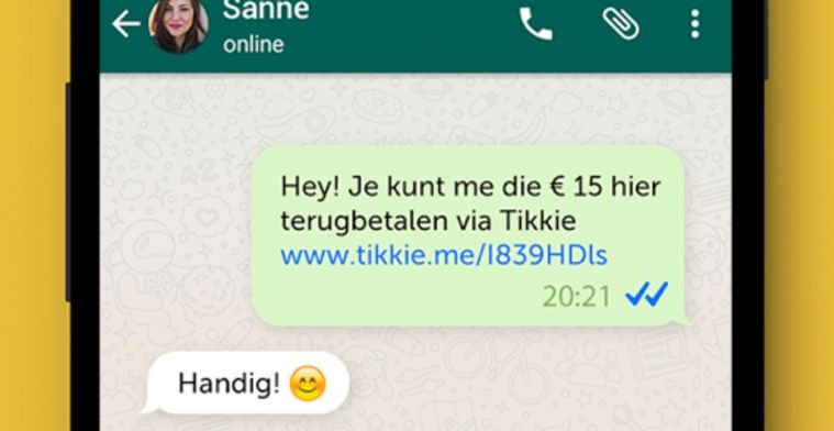 Tikkie-app van ABN laat je betalen via WhatsApp