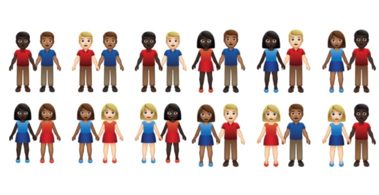 'Nieuwe emoji met koppels in 55 gender- en rascombinaties'