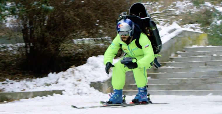 Video: skiën door de stad met een jetpack