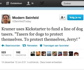 @SeinfeldToday grote hit op Twitter