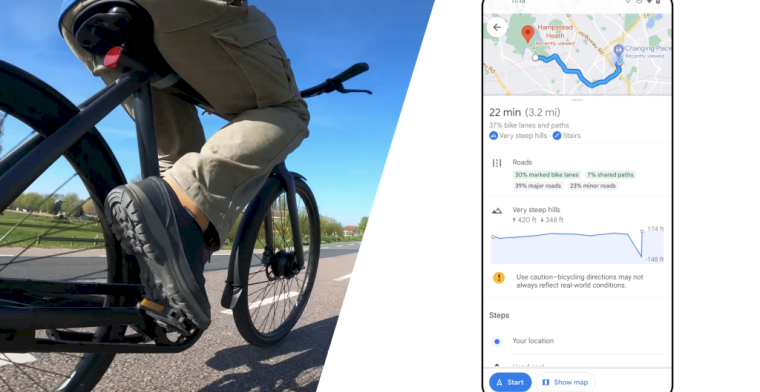 Fietsroutes op Google Maps gaan meer details tonen