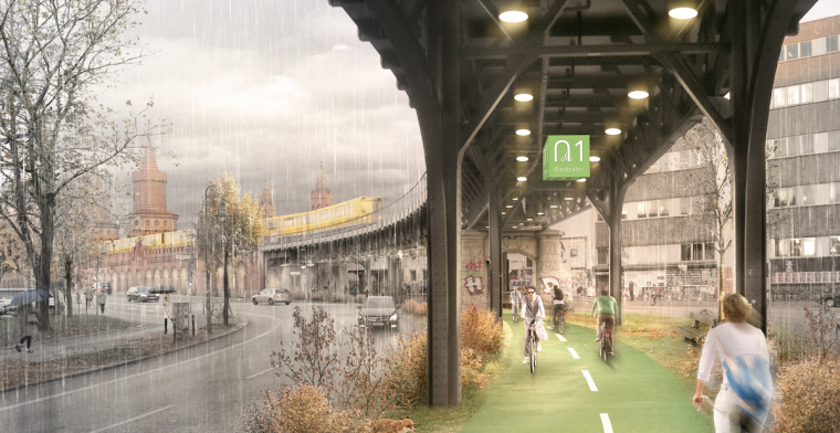 Voorstel voor energie-opwekkend fietspad dwars door Berlijn