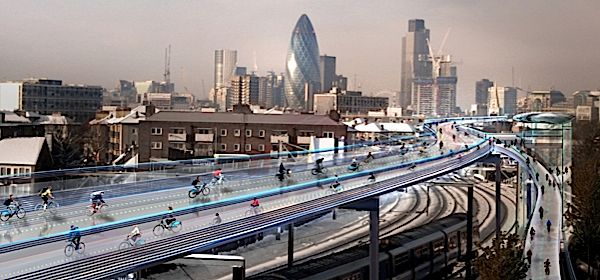 Krijgt Londen een zwevende fietssnelweg?