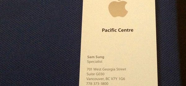 Apple-visitekaartje van Sam Sung al 80.000 dollar waard