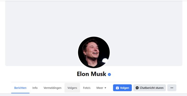 Fanpagina Elon Musk op Facebook lijkt door verificatie op Musk zelf