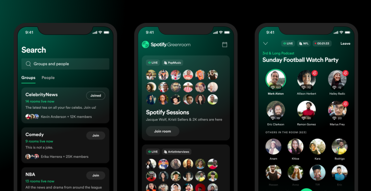 Spotify lanceert Clubhouse-concurrent Greenroom