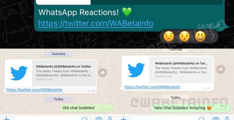 WhatsApp vernieuwd: rondere tekstwolkjes en emoji-reacties