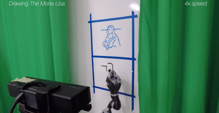 Robot tekent als mens door naar tekening te kijken