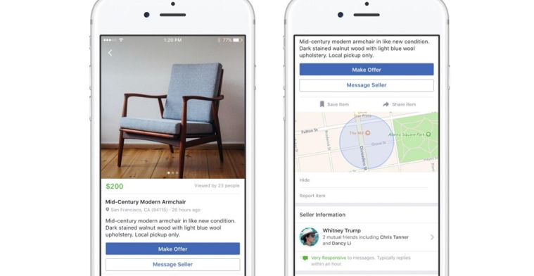 Facebook komt met marktplaats voor tweedehands spullen