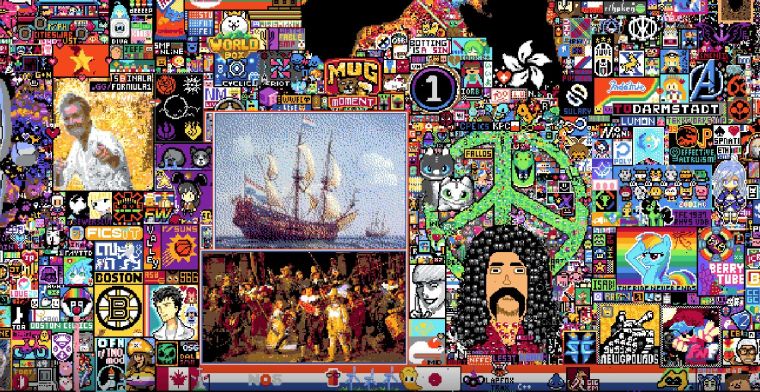 Nachtwacht 'geschilderd' op gemeenschappelijk kunstwerk Reddit