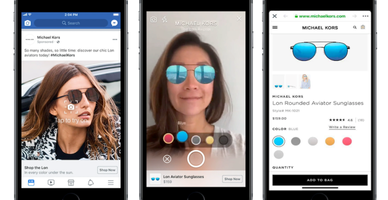 Facebook test AR-reclames: zet een zonnebril op