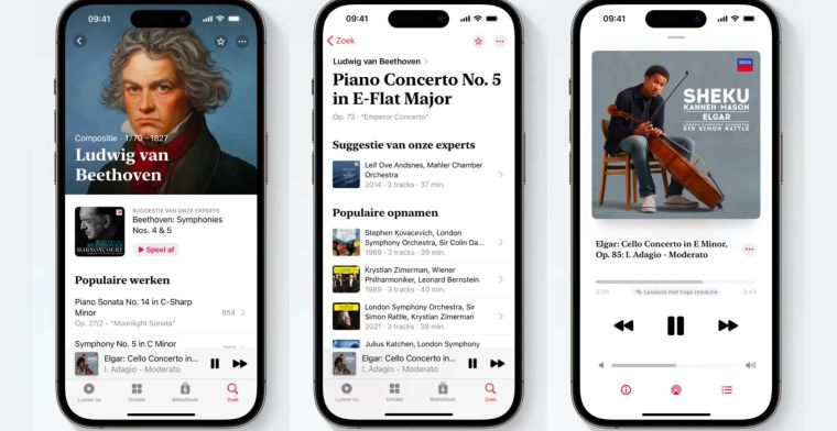Apple brengt app voor klassieke muziek uit, na overname Nederlands bedrijf