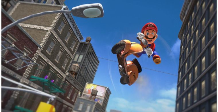 Man speelt Super Mario Odyssey uit zonder te springen