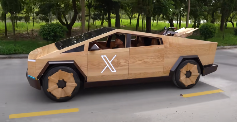 Vergeet roestvrij staal: deze 'Tesla Cybertruck' is van hout en hij rijdt echt